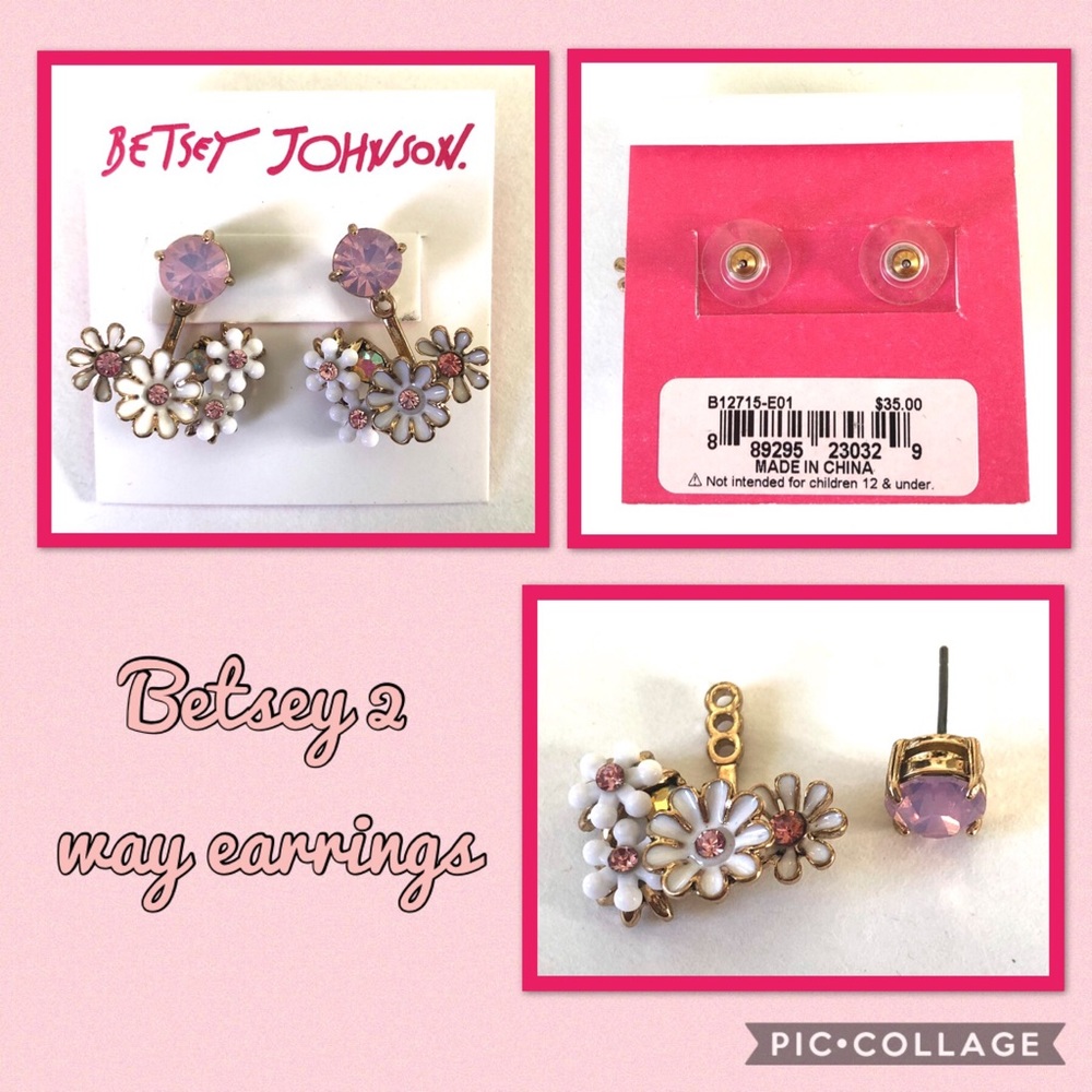 Betsey Johnson 2 way pink earrings.